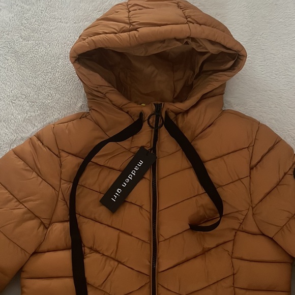 Madden Girl Women's Hooded Puffer Jacket in Khaki, Medium - Picture 6 of 15